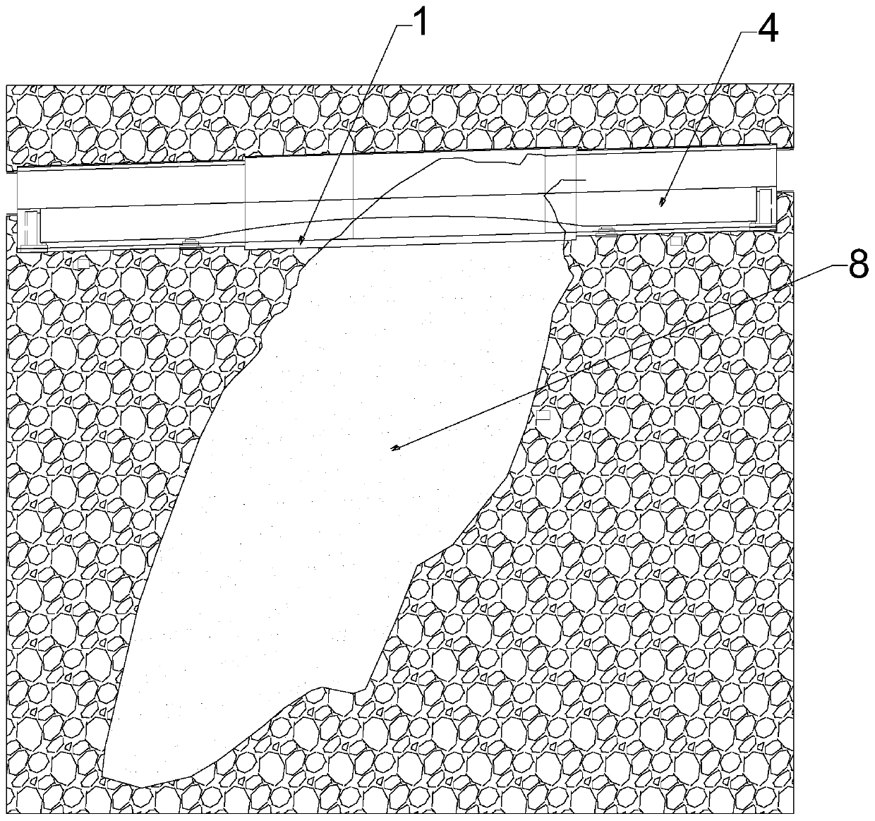 Open cut tunnel structure of simply supported arch of tunnel traversing huge karst cave and construction method thereof
