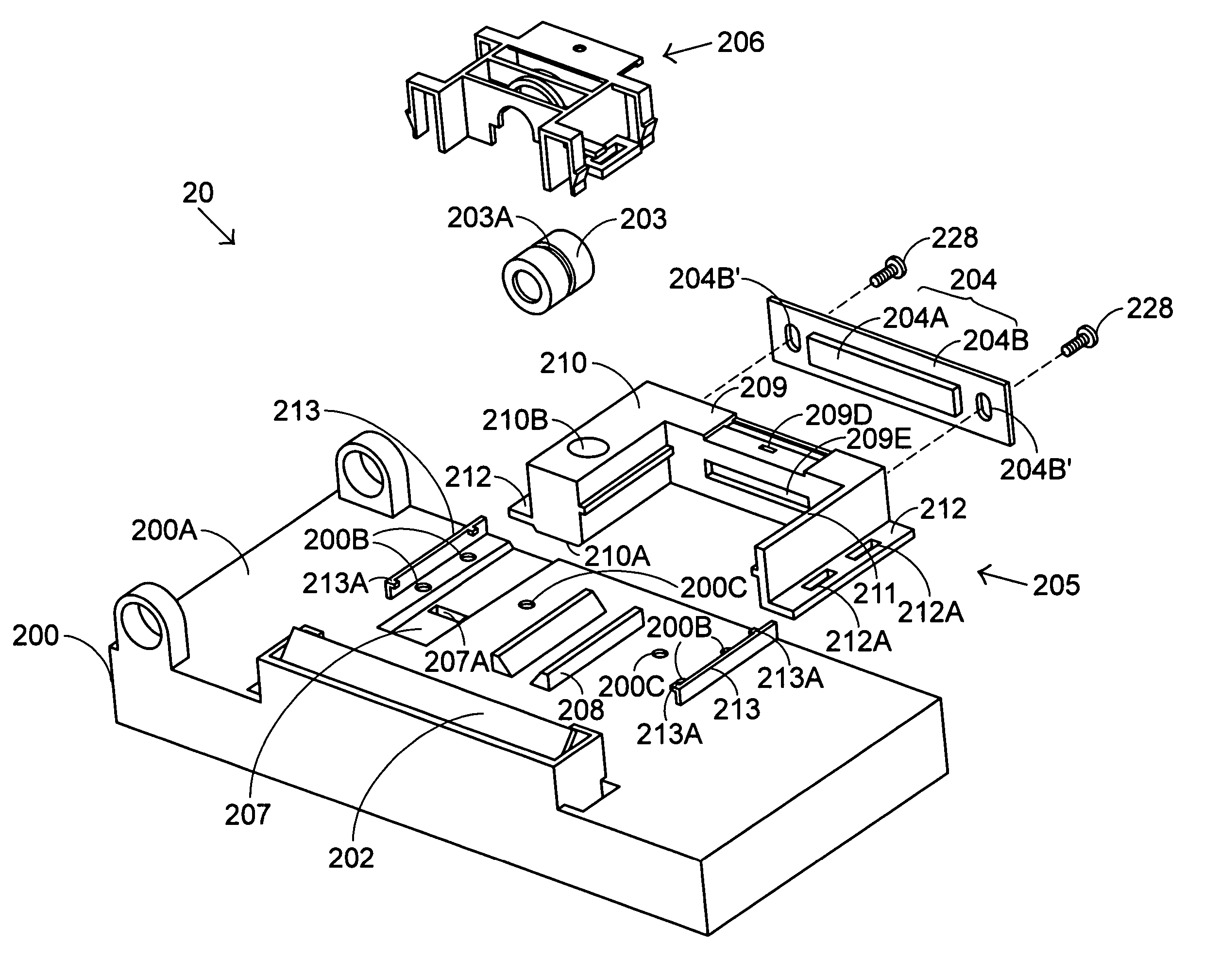 Optical reading head of scanning apparatus