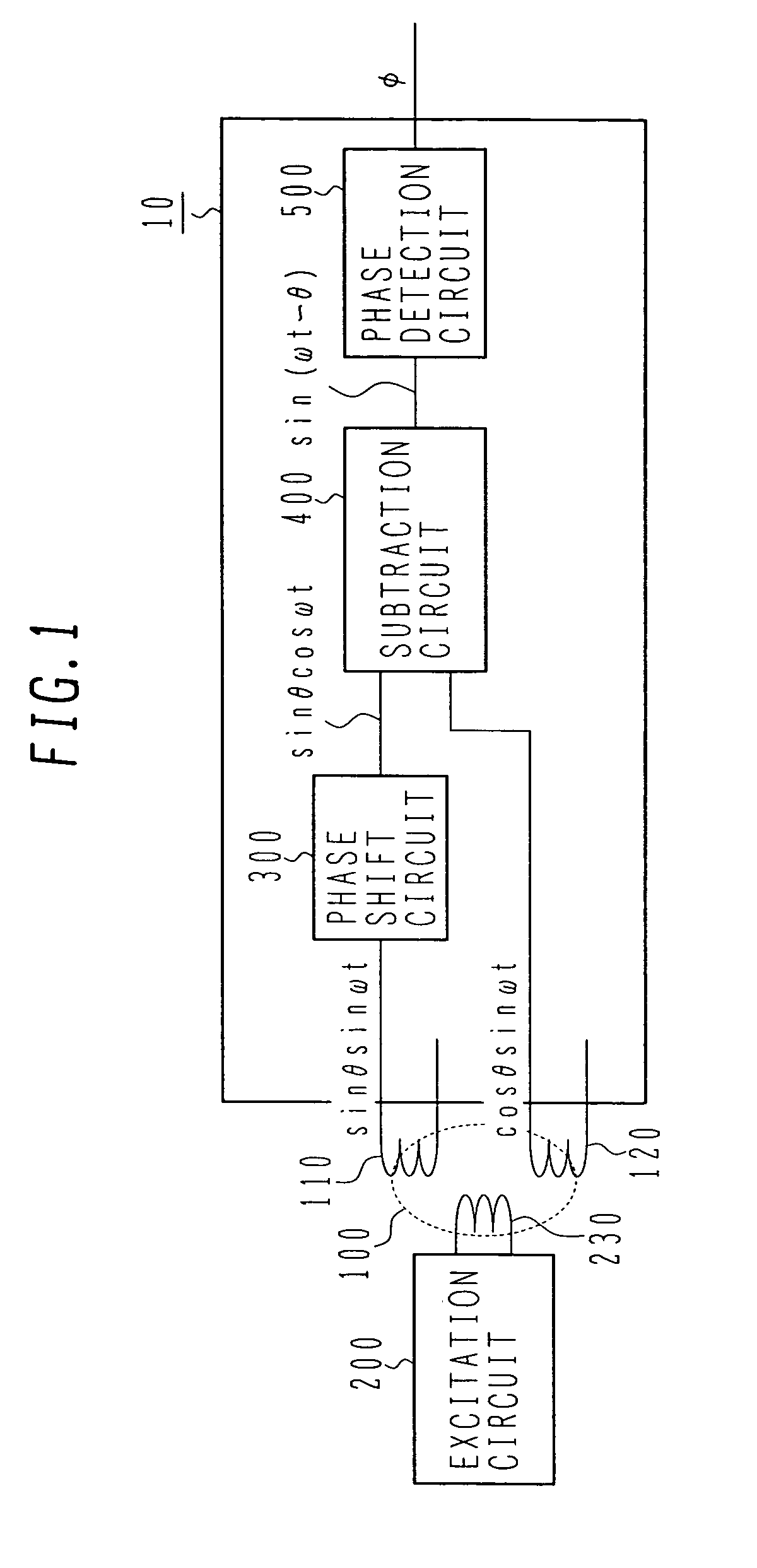 Phase detection circuit, resolver/digital converter using the circuit, and control system using the converter