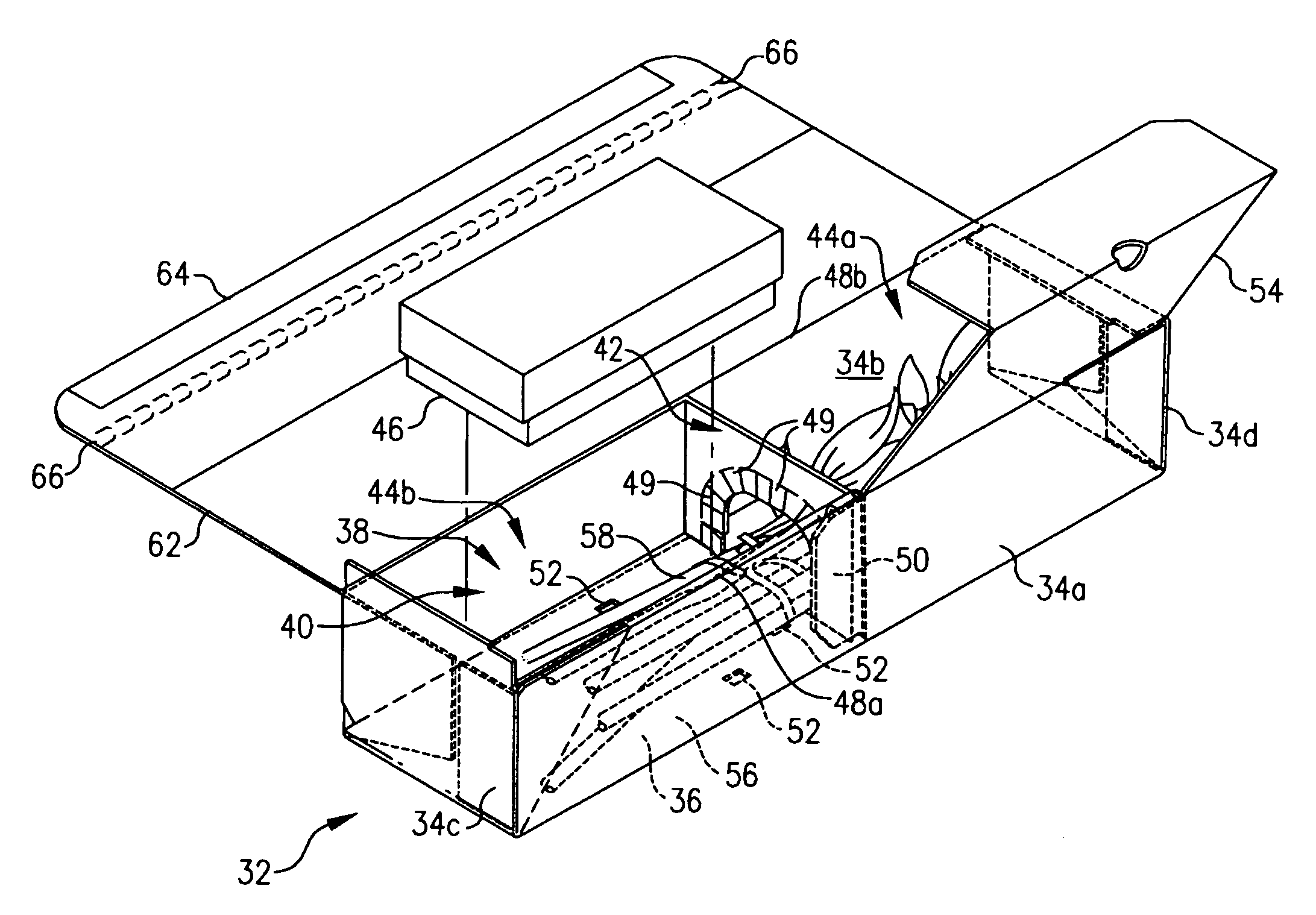 Box with insert that extends from a side and that divides the box into compartments and methods for forming and using