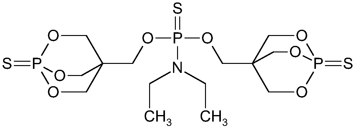 Sulfur containing cage-like organic phosphate/ammonium polyphosphate compounded polyolefin fire retardant and preparation method thereof