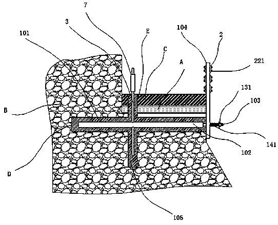 A lateral reinforcement device and reinforcement construction method for a subsidence-prone road section