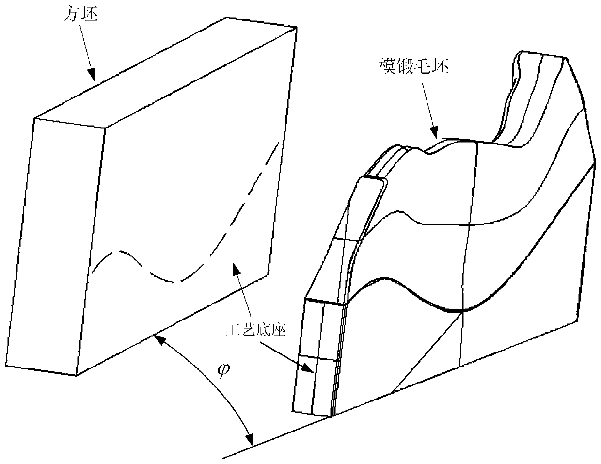 Composite material fan blade leading edge metal reinforcement edge two kinds of blank processing dual-purpose fixture