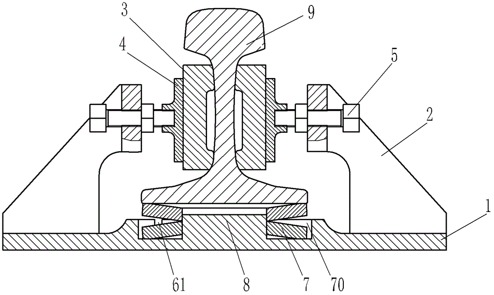 Rail fixing device with function of vertical guidance