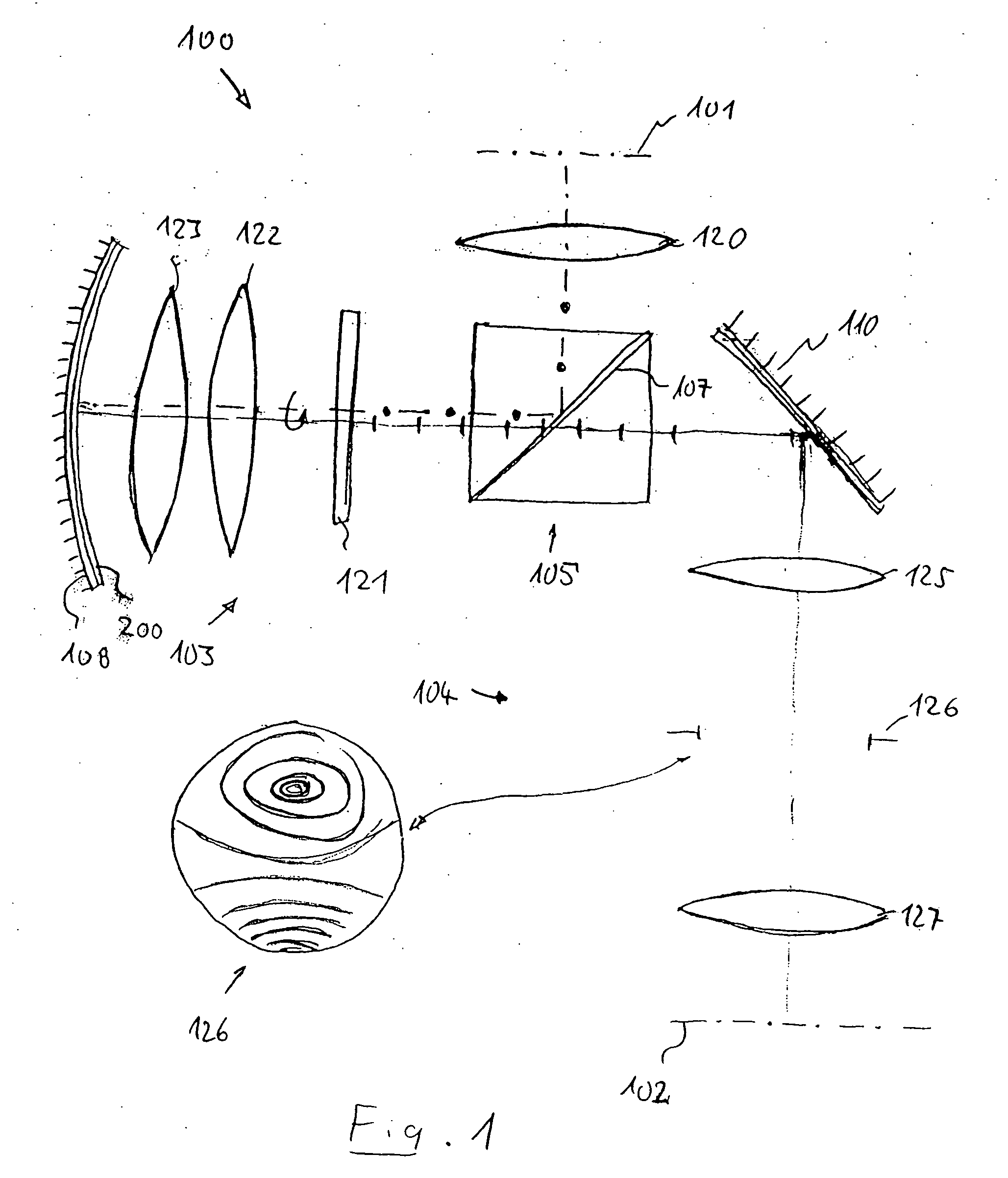 Projection System with Compensation of Intensity Variations and Compensation Element Therefor