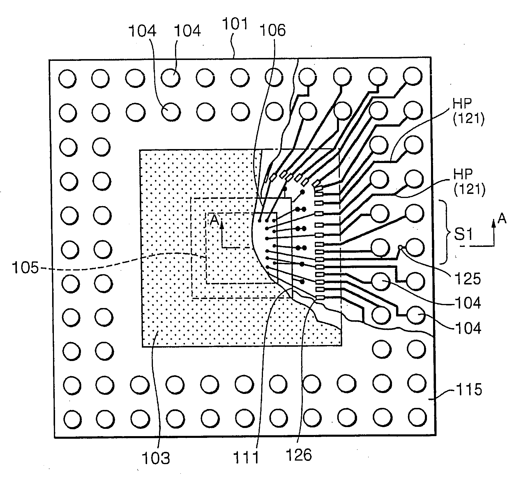 Semiconductor device having resin-sealed area on circuit board thereof