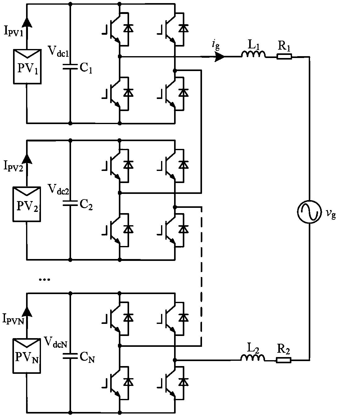 Harmonic compensation control method of cascade H bridge photovoltaic grid-connected inverter