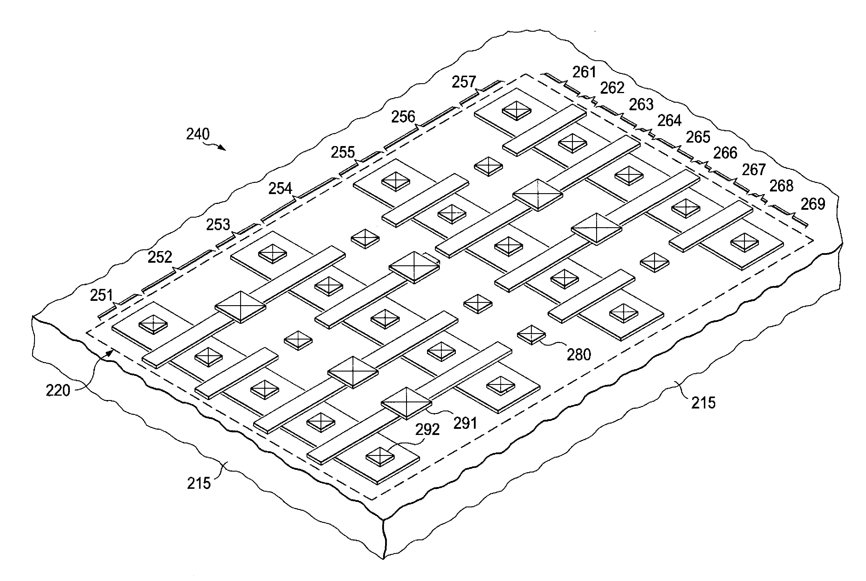 Integrated circuit having interleaved gridded features, mask set and method for printing