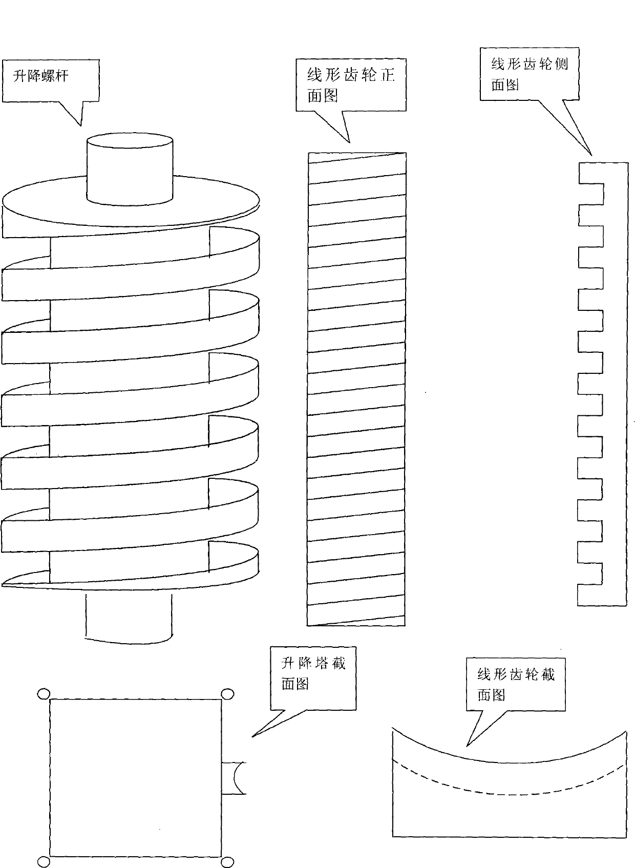 Lifting device for construction elevator