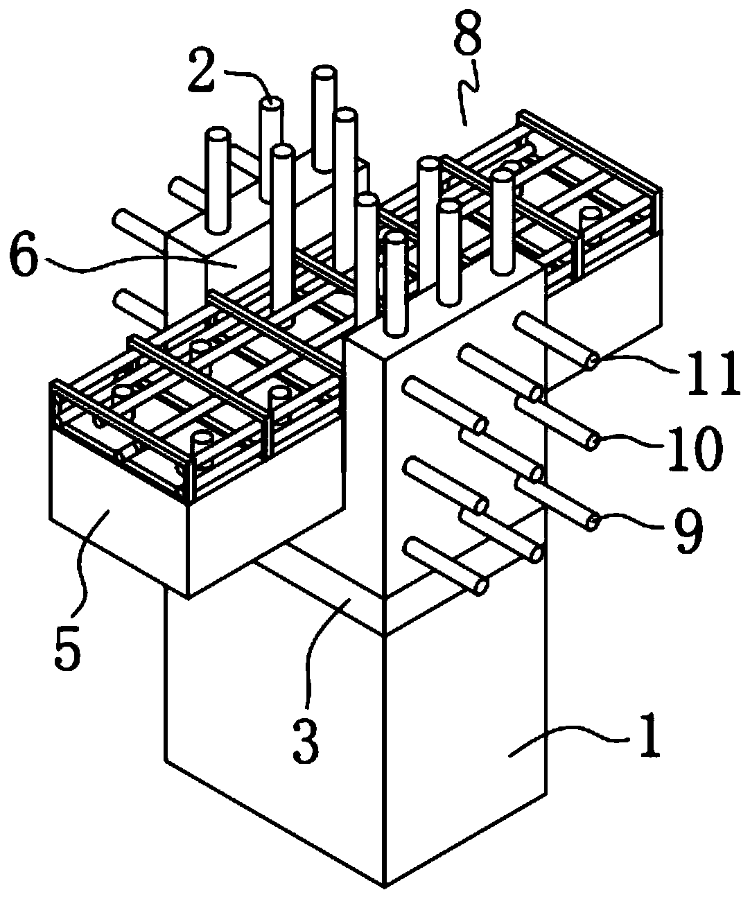 Fabricated building lotus-root-type beam pre-buried heat-preservation plate post-tensioned anchorage joint structure and construction method thereof