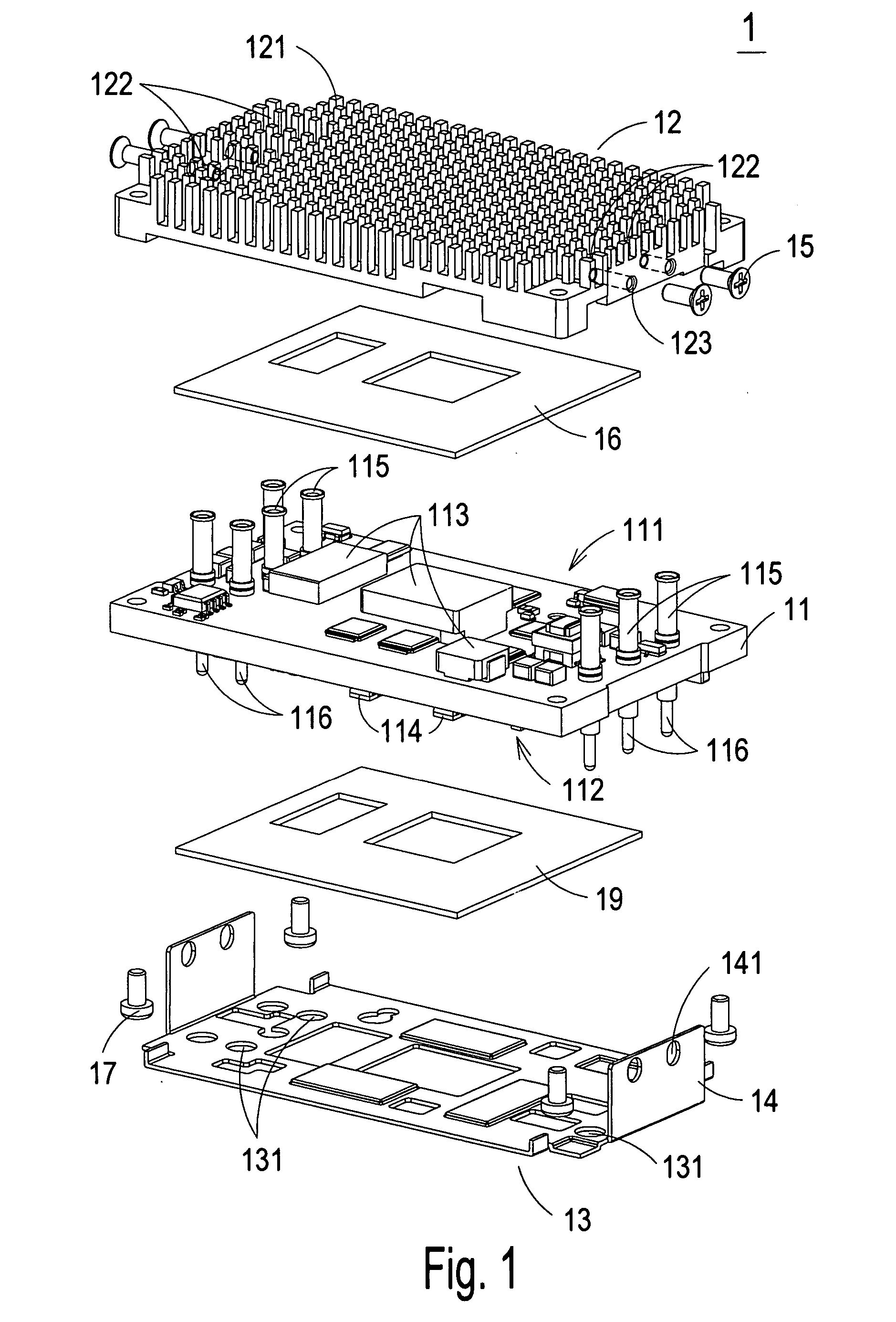 Electronic device with dual heat dissipating structures