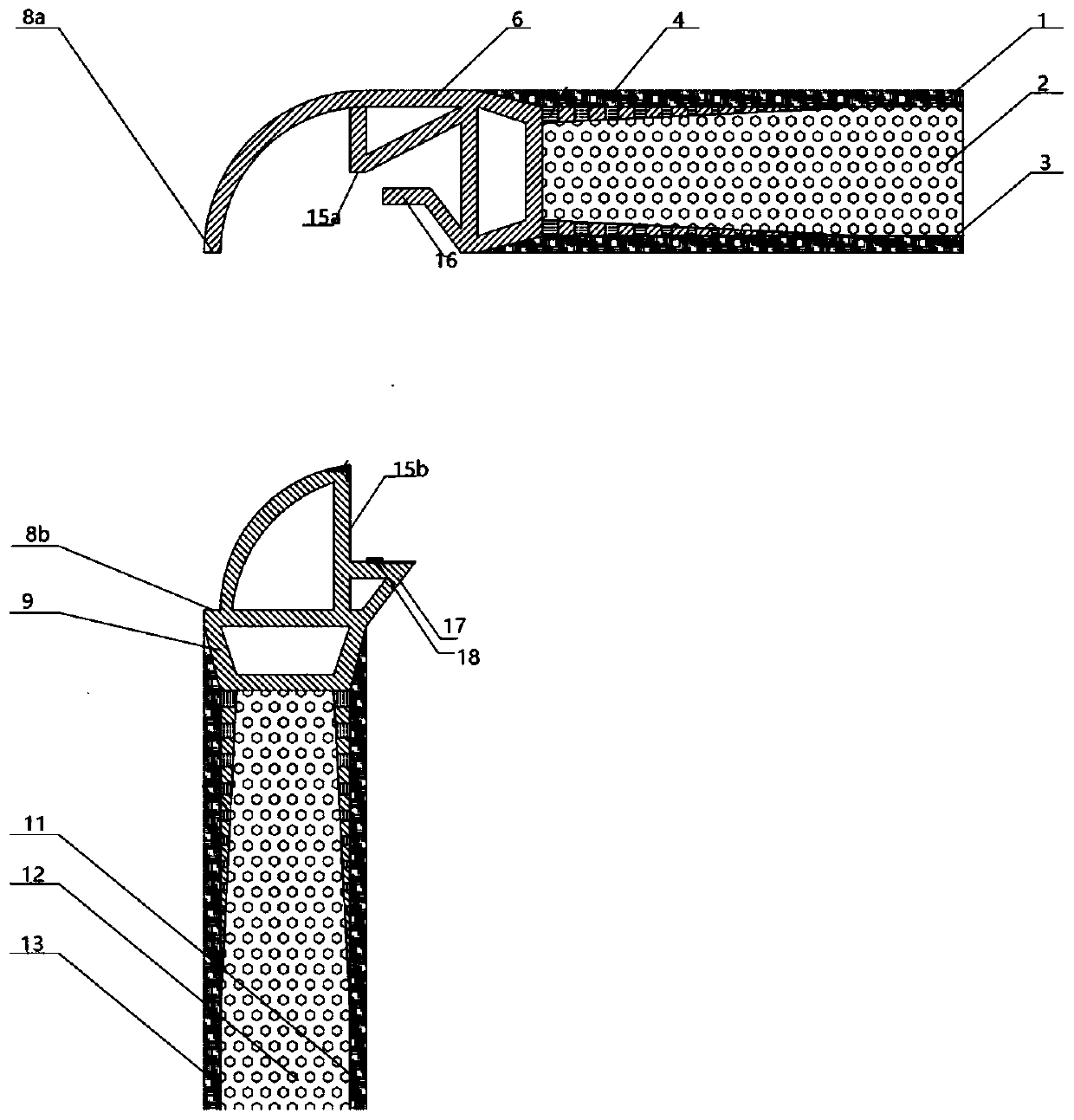 A connection structure of L-shaped composite sandwich panels with metal flexible joints