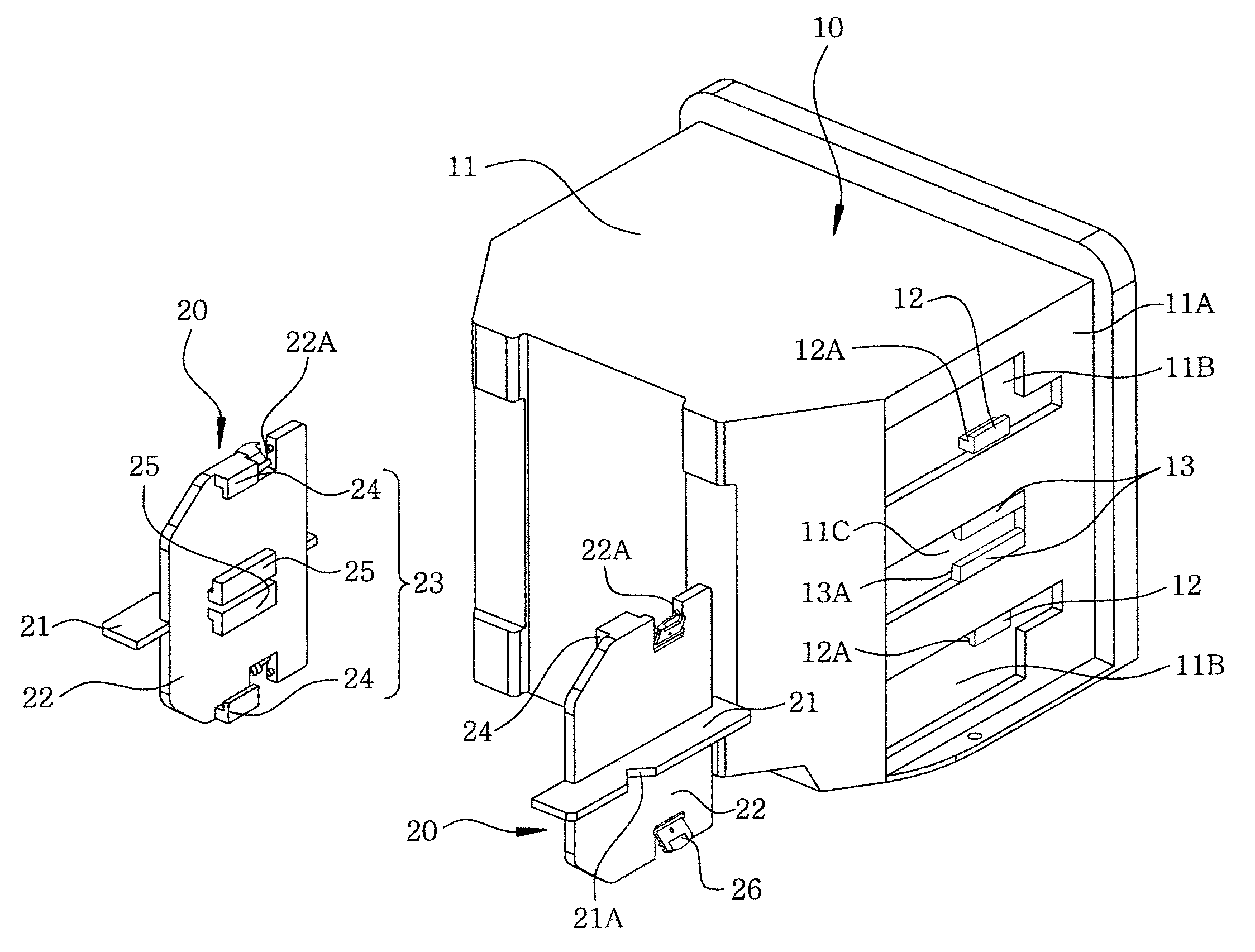 Method for handling and transferring a wafer case, and holding part used therefor