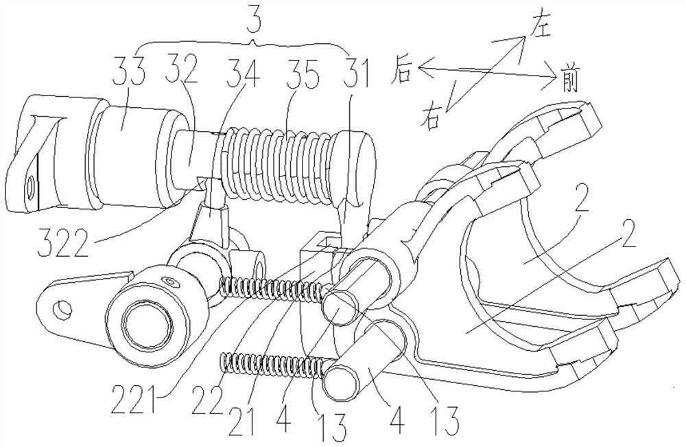 Double-shifting-fork gear shifting structure, gearbox and vehicle