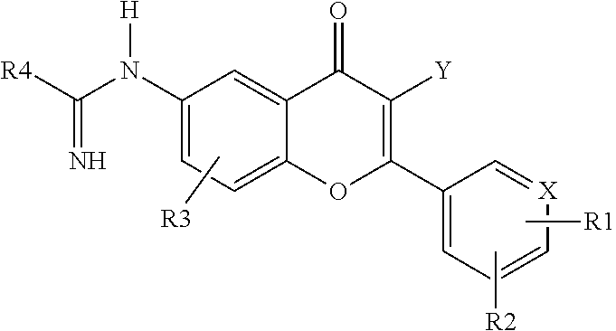 2-aryl and 2-heteroaryl 4H-1-benzopyran-4-one-6-amidino derivatives, new pharmacological agents for the treatment of arthritis, cancer and related pain