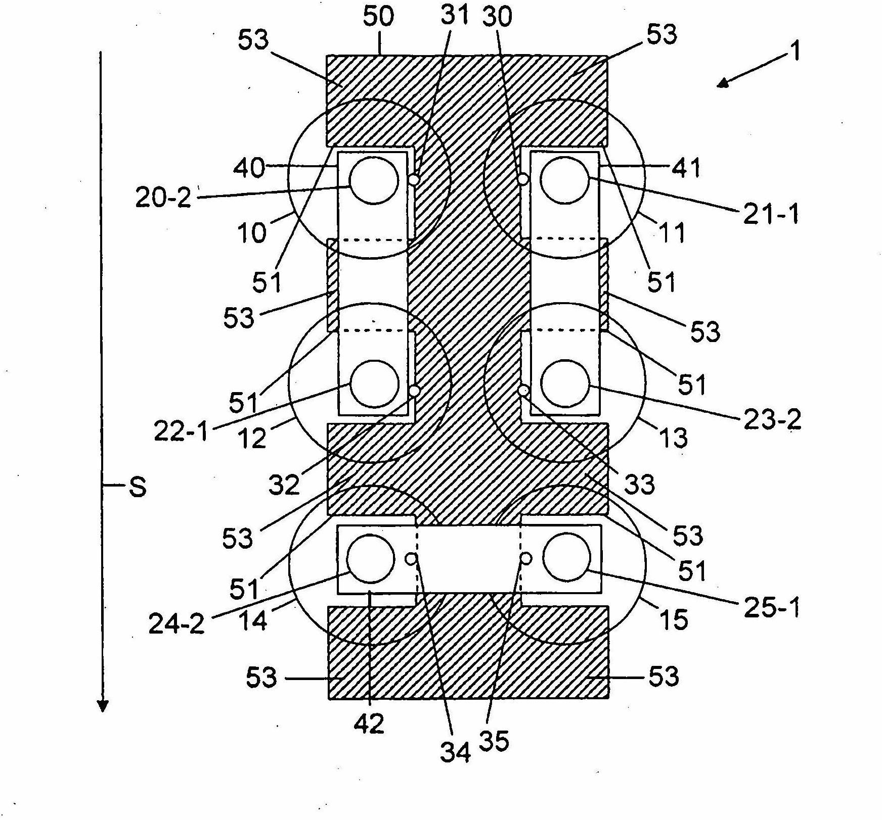 Storage module for voltage supply, in particular for a motor vehicle
