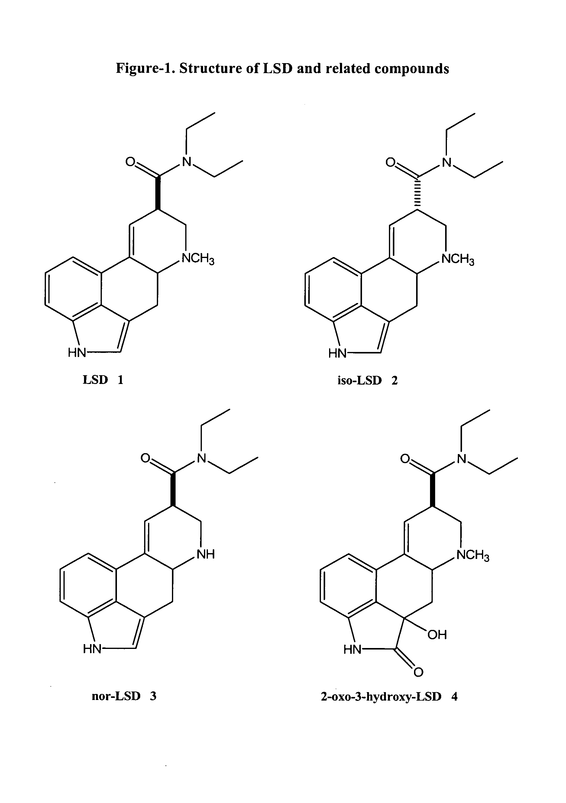 Haptens, immunogens, antibodies and conjugates to 2-oxo-3-hydroxy-LSD