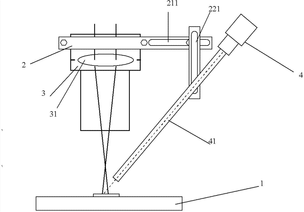 Laser head height adjusting device and method based on CCD (charge coupled device) vision
