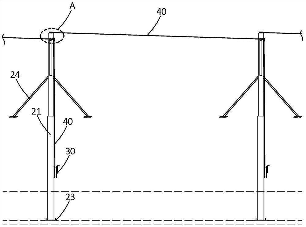 Basement exterior wall vertical steel bar fixing device and method for installing steel bars through device