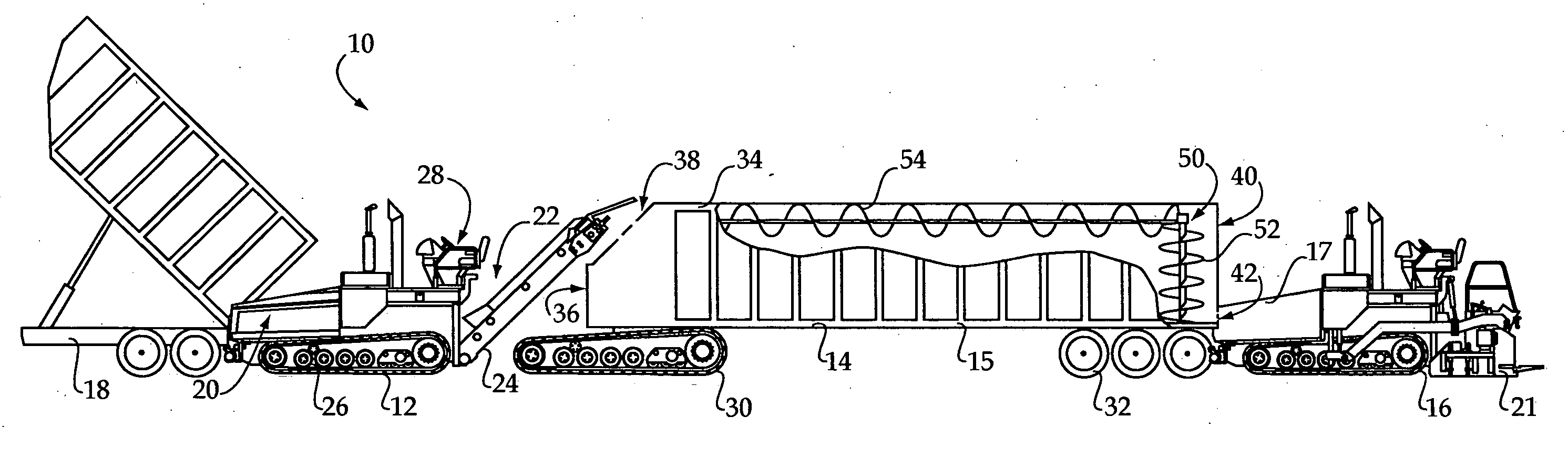 Transfer machine, system and paving material transfer method
