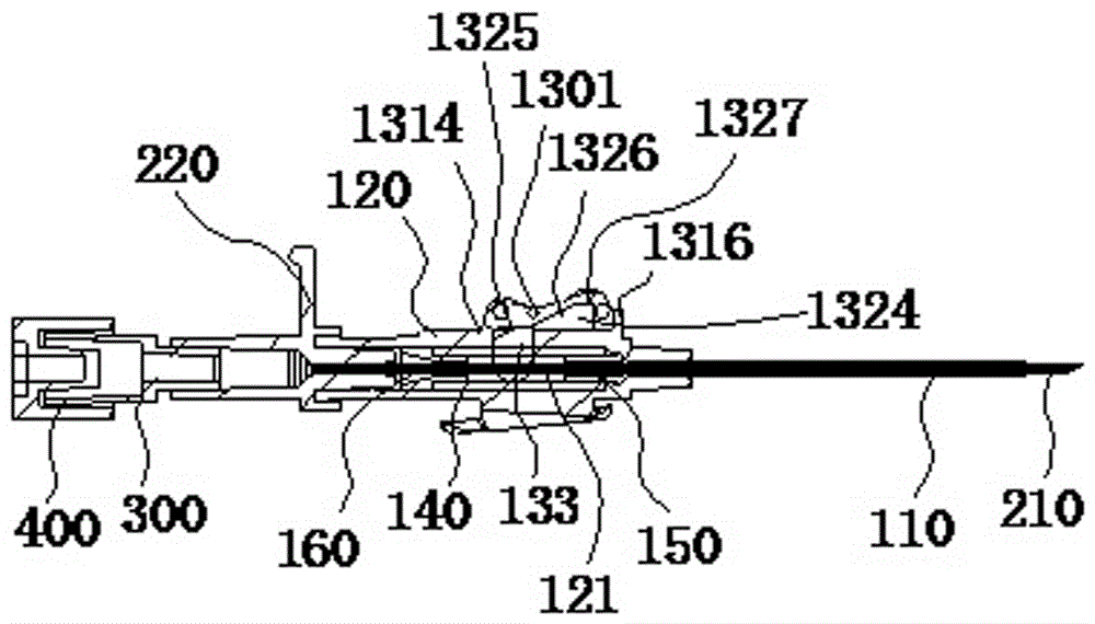 Assembled and push type artery remaining needle provided with bleeding stopping valve