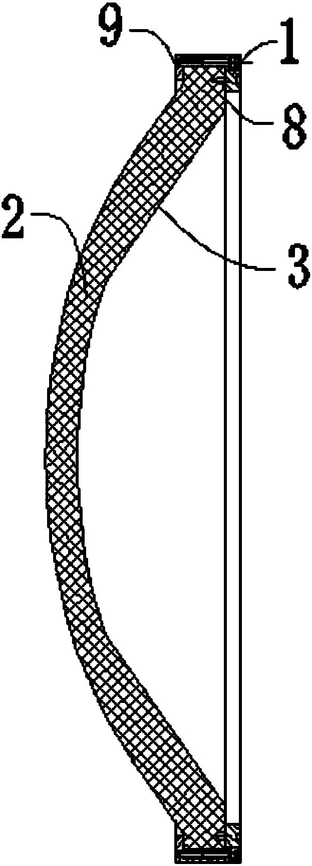 A square frame type fragile protection cover structure with large positive and negative pressure difference