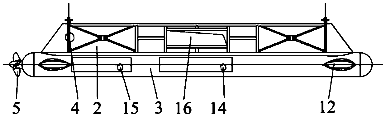 A small waterplane area two-body recreational boat with multi-functional submersible pillars