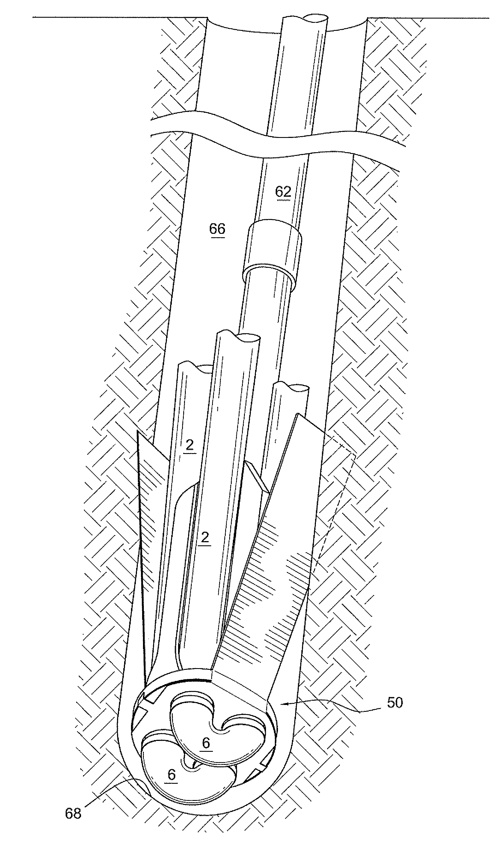 Method of installing geothermal heat pump system and device for installation