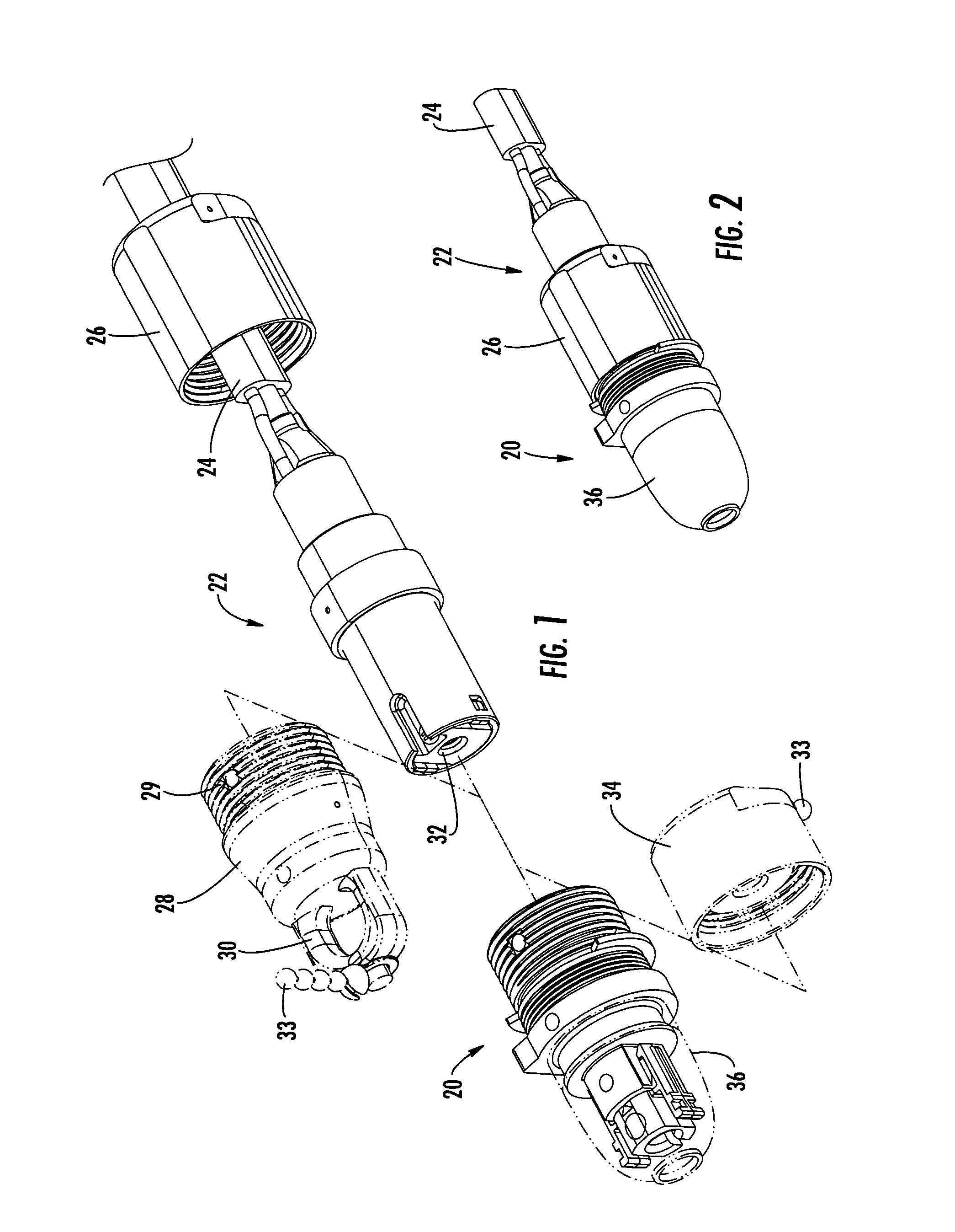 Fiber optic receptacle and plug assemblies with alignment and keying features