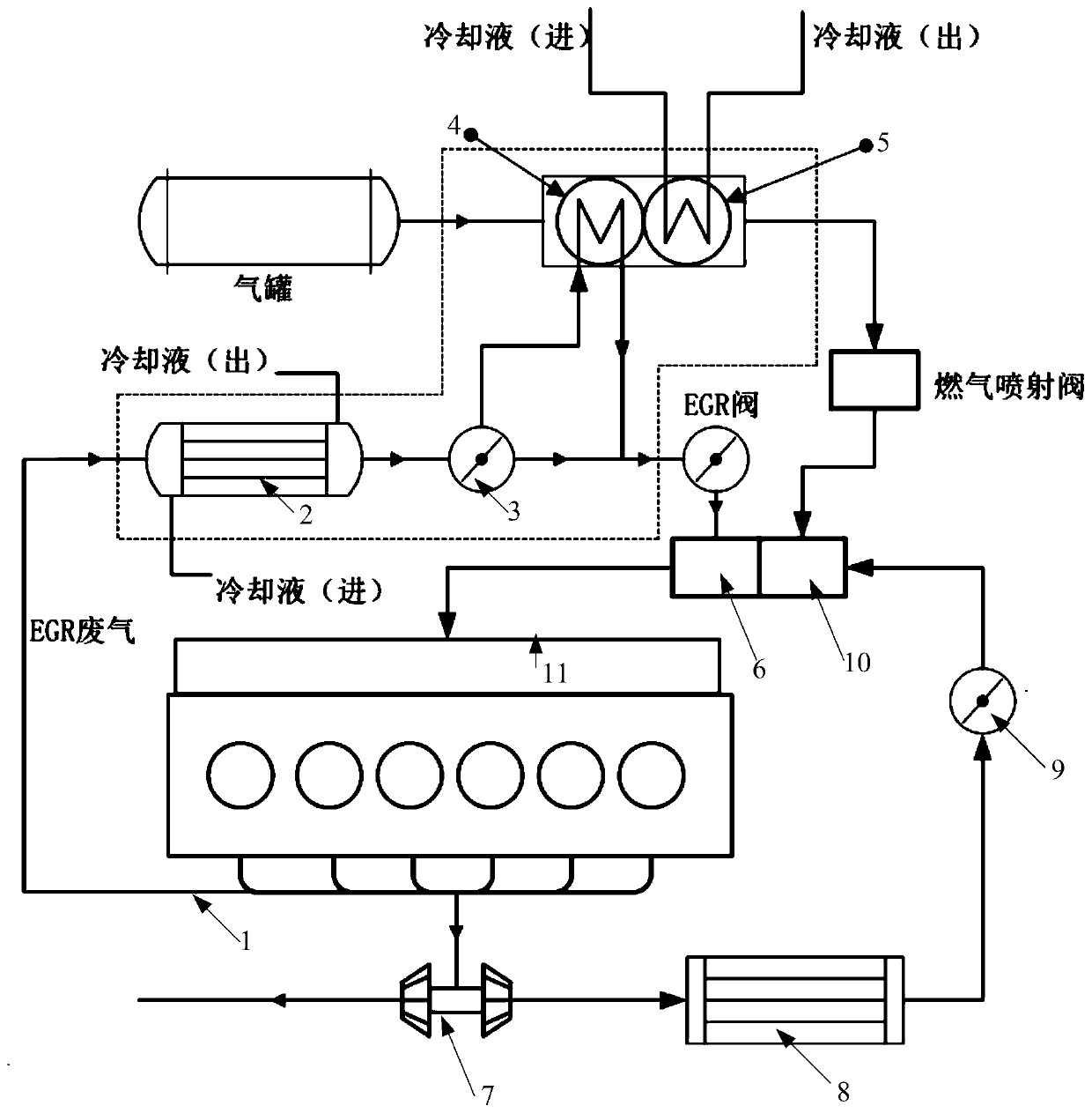 Natural gas engine and EGR second-stage cooling device thereof