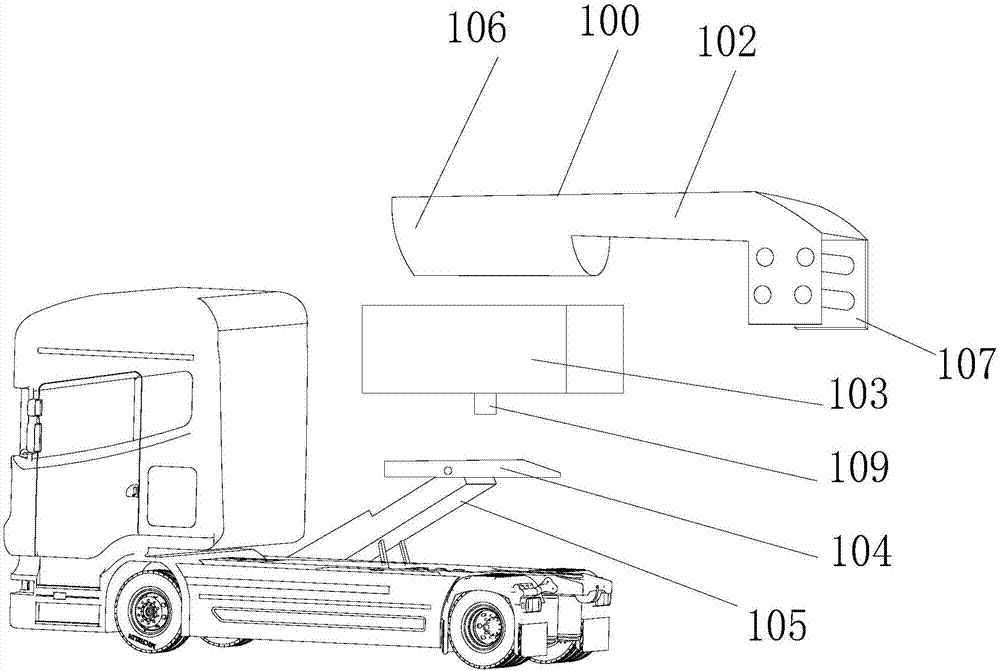 A gooseneck module device of a variable module clutch type semi-trailer