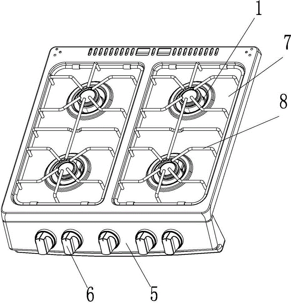 Gas stove burner and cooking bench assembly