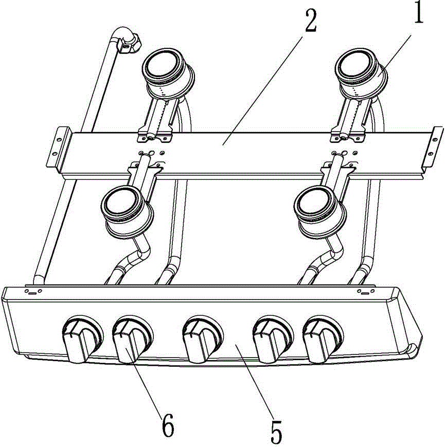 Gas stove burner and cooking bench assembly