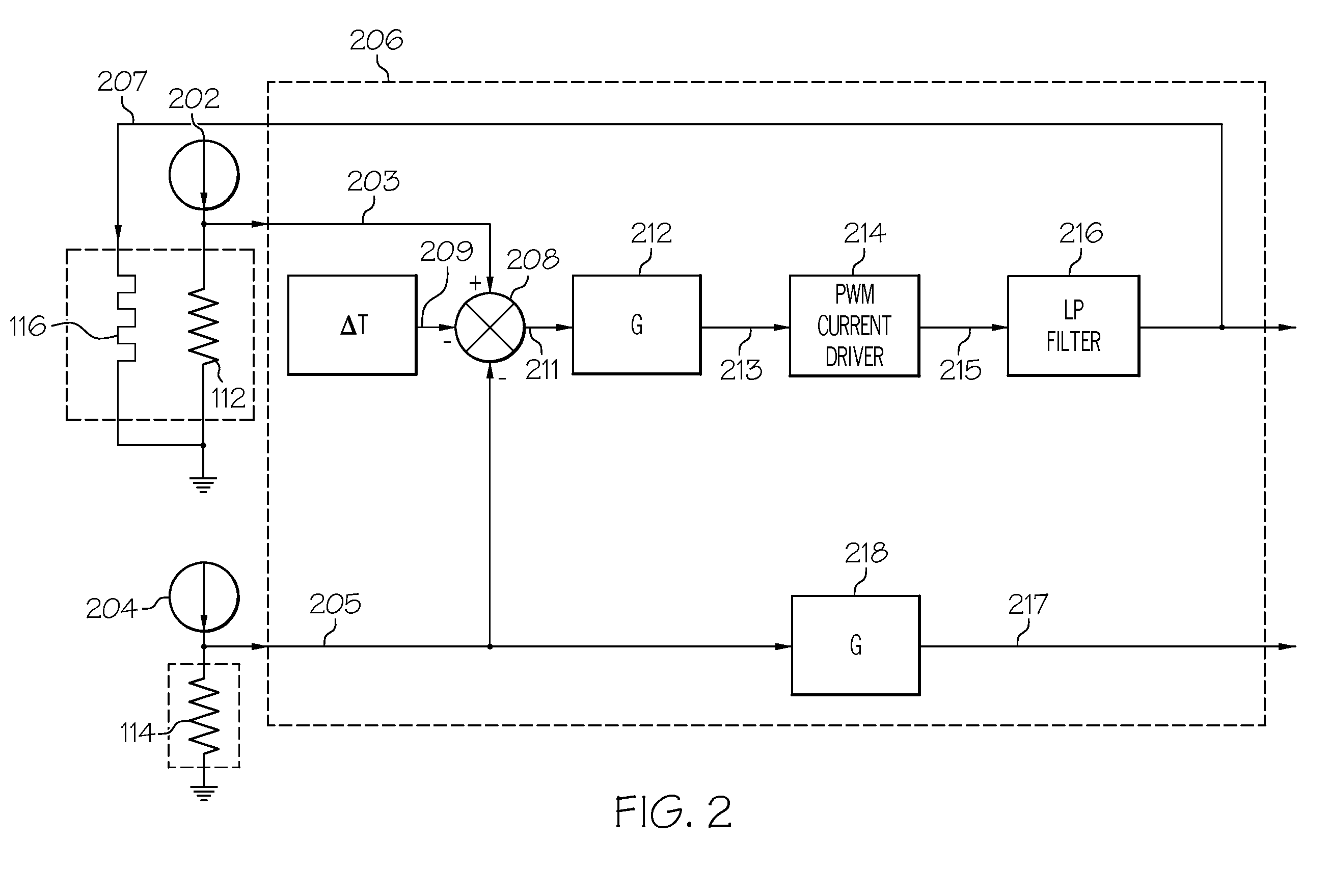 Thermal mass flow transducer including PWM-type heater current driver