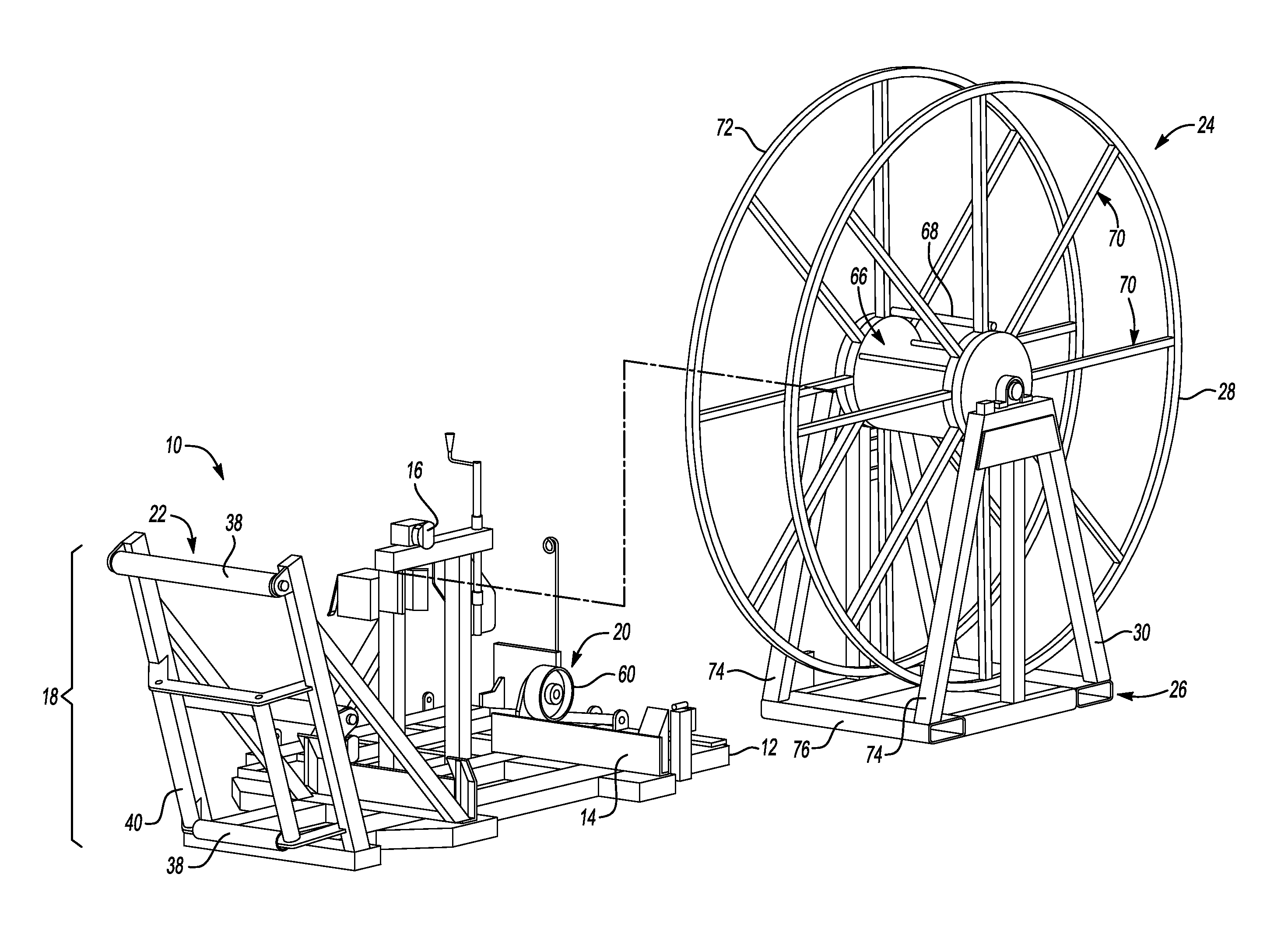 Base and spool for managing hose