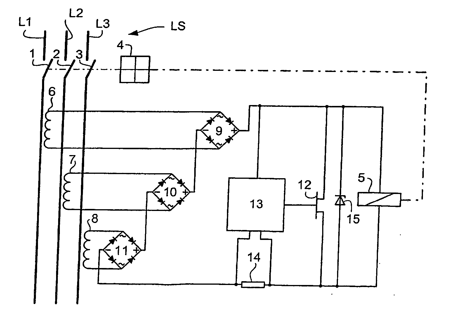 Analogue electronic trip device for an electrical power breaker responding to a short-circuit