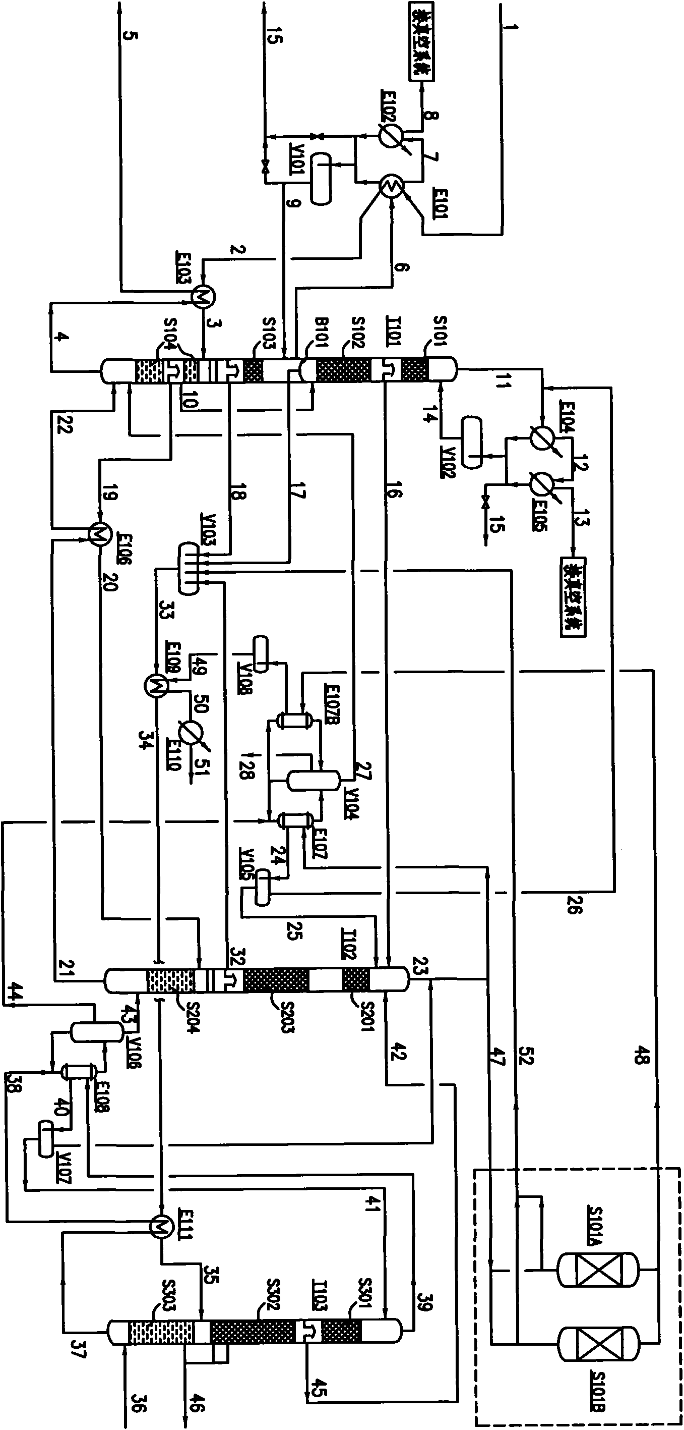 Energy-saving process for rectifying alcohol by adopting heat integration of three rectifying columns