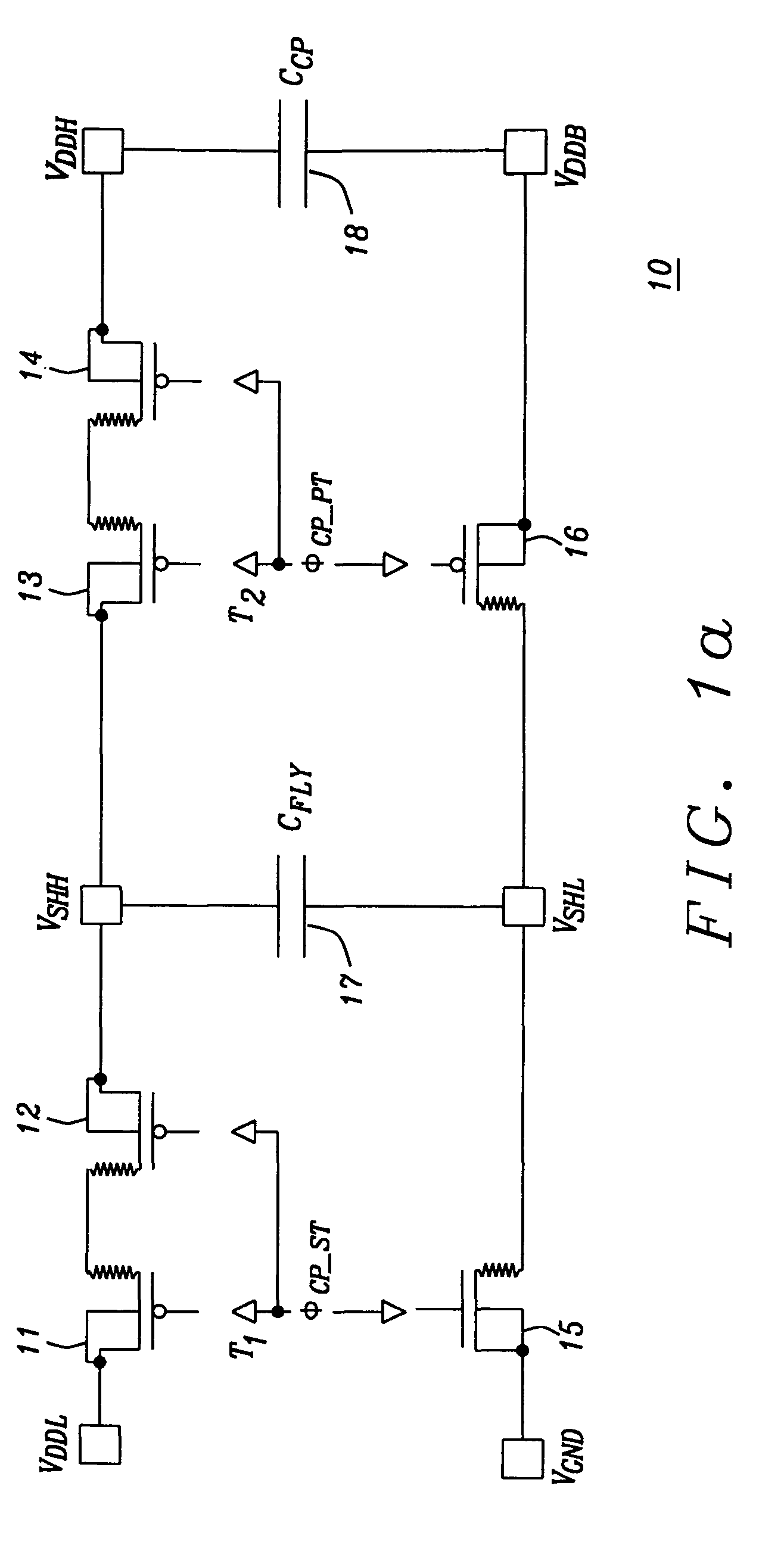 HVNMOS/HVPMOS switched capacitor charge pump having ideal charge transfer