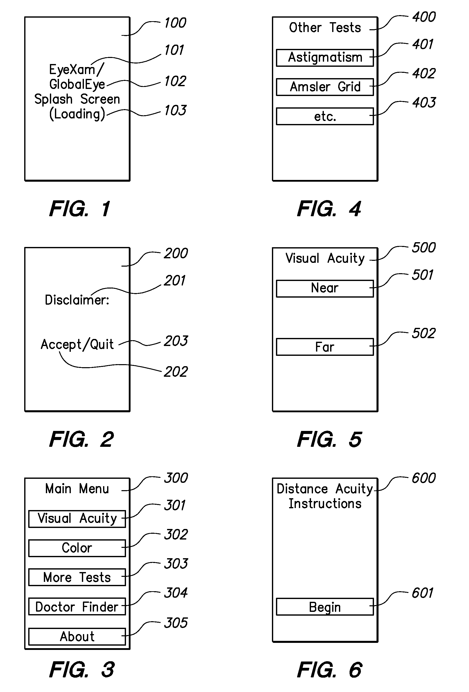 Method and system for self-administering a visual examination using a mobile computing device