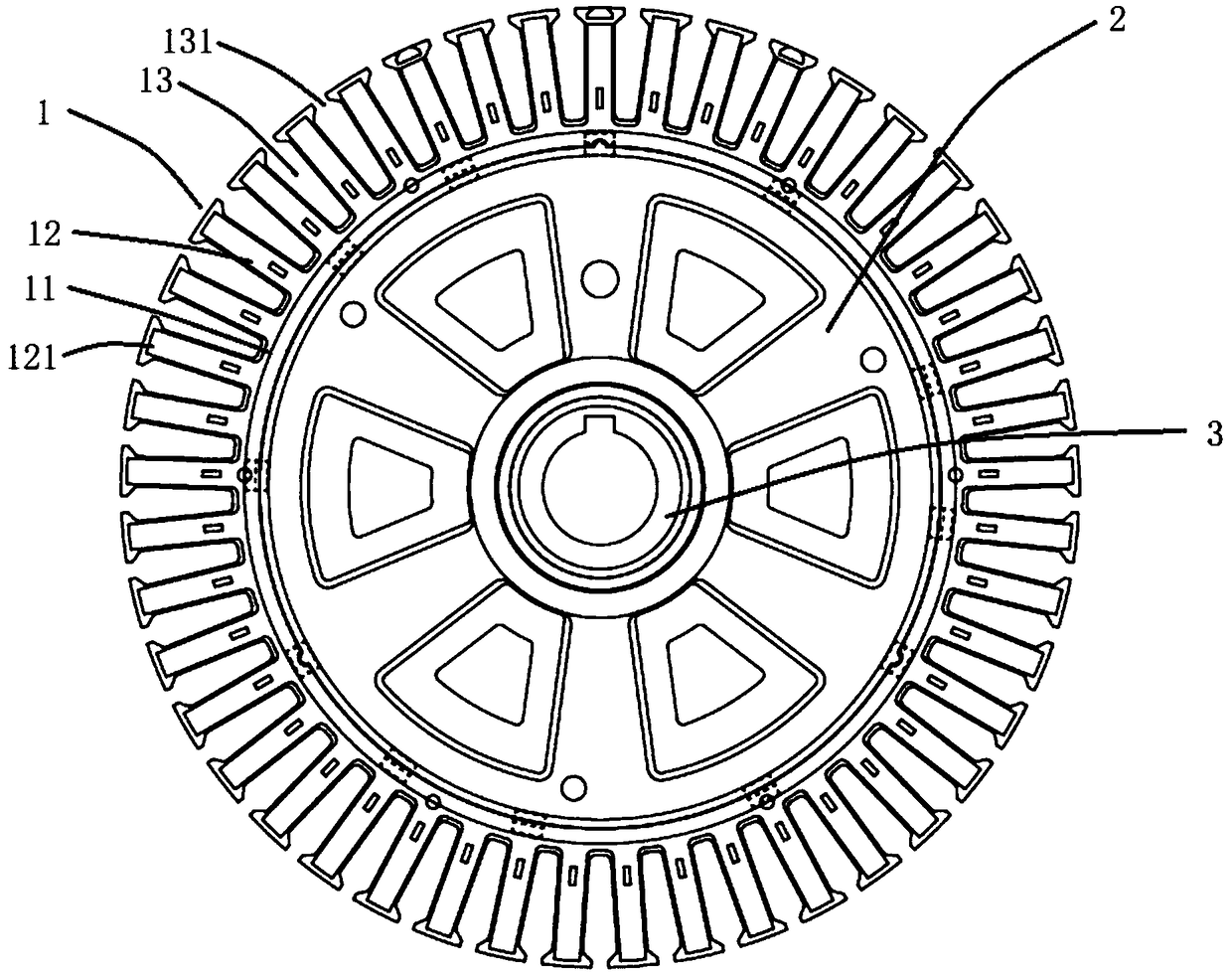 Electric vehicle hub motor stator and manufacturing method thereof