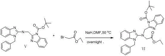 Method for preparing 2-(((1H-benzo[d]imidazolyl-2-yl)methyl)(1-phenmethyl-1H-benzo[d]imidazolyl-2-yl)amino)acetic acid