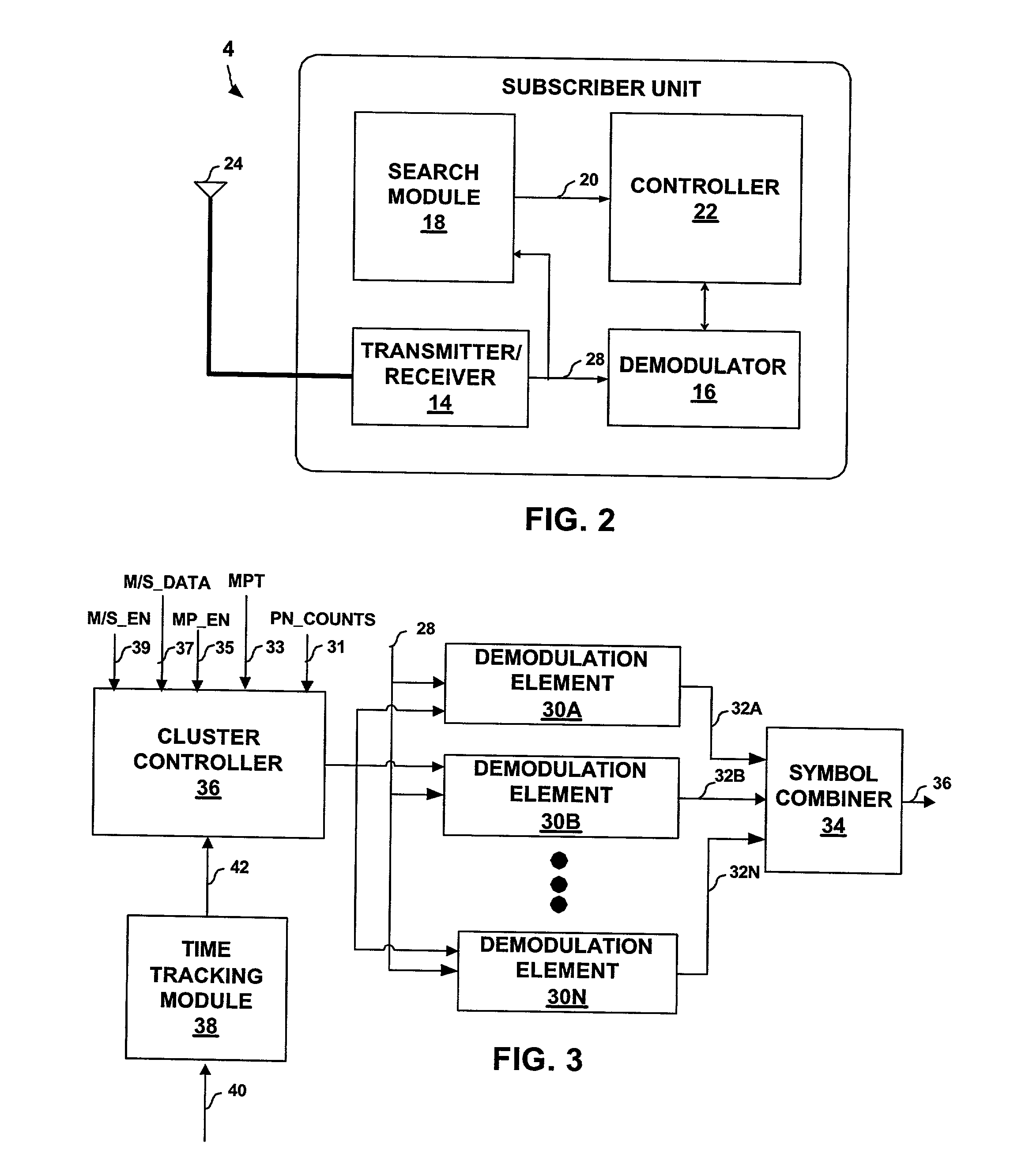 Time-tracking for clustered demodulation elements in a spread spectrum system