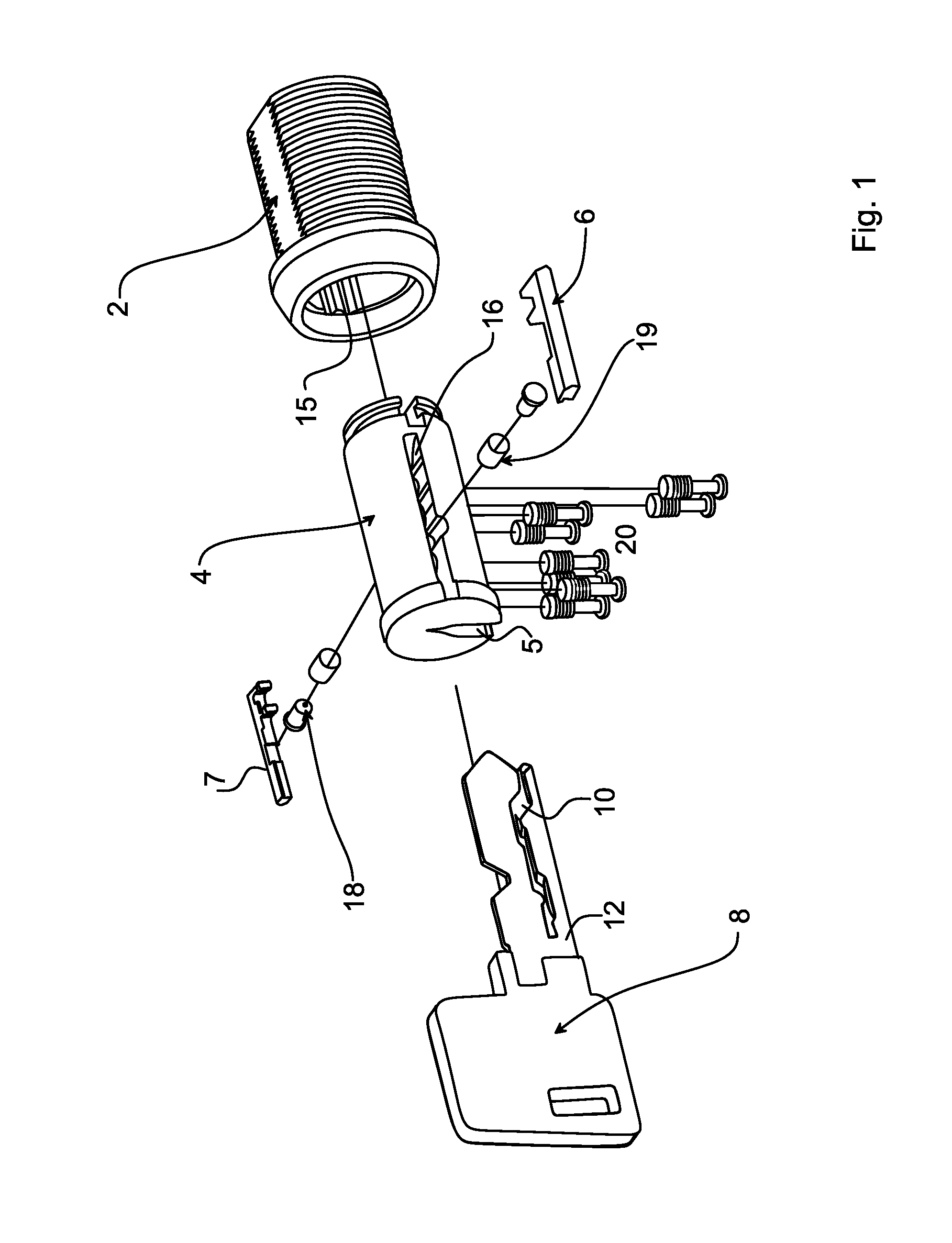 Cylinder Lock with Side Bar and Side Pins, Key and Lock Assembly