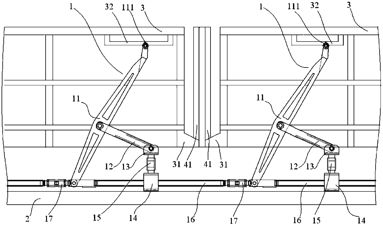 Guardrail height adjustment device for catenary maintenance vehicle penetrating platform