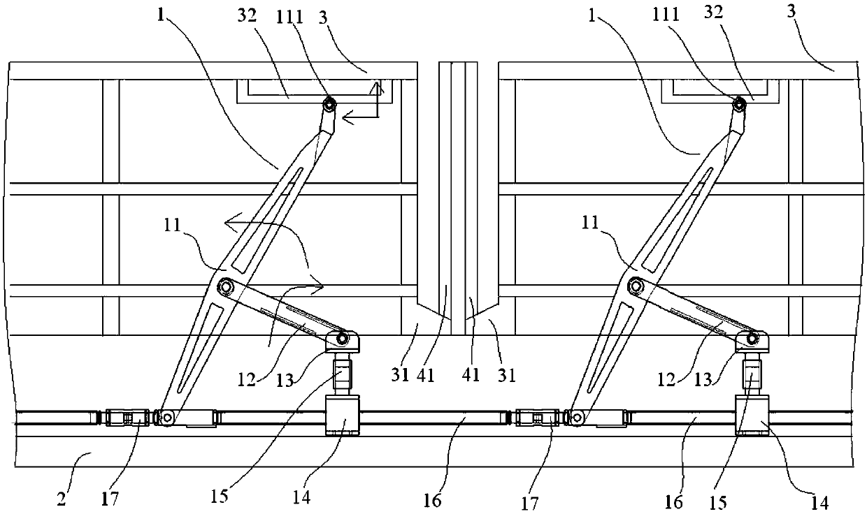 Guardrail height adjustment device for catenary maintenance vehicle penetrating platform