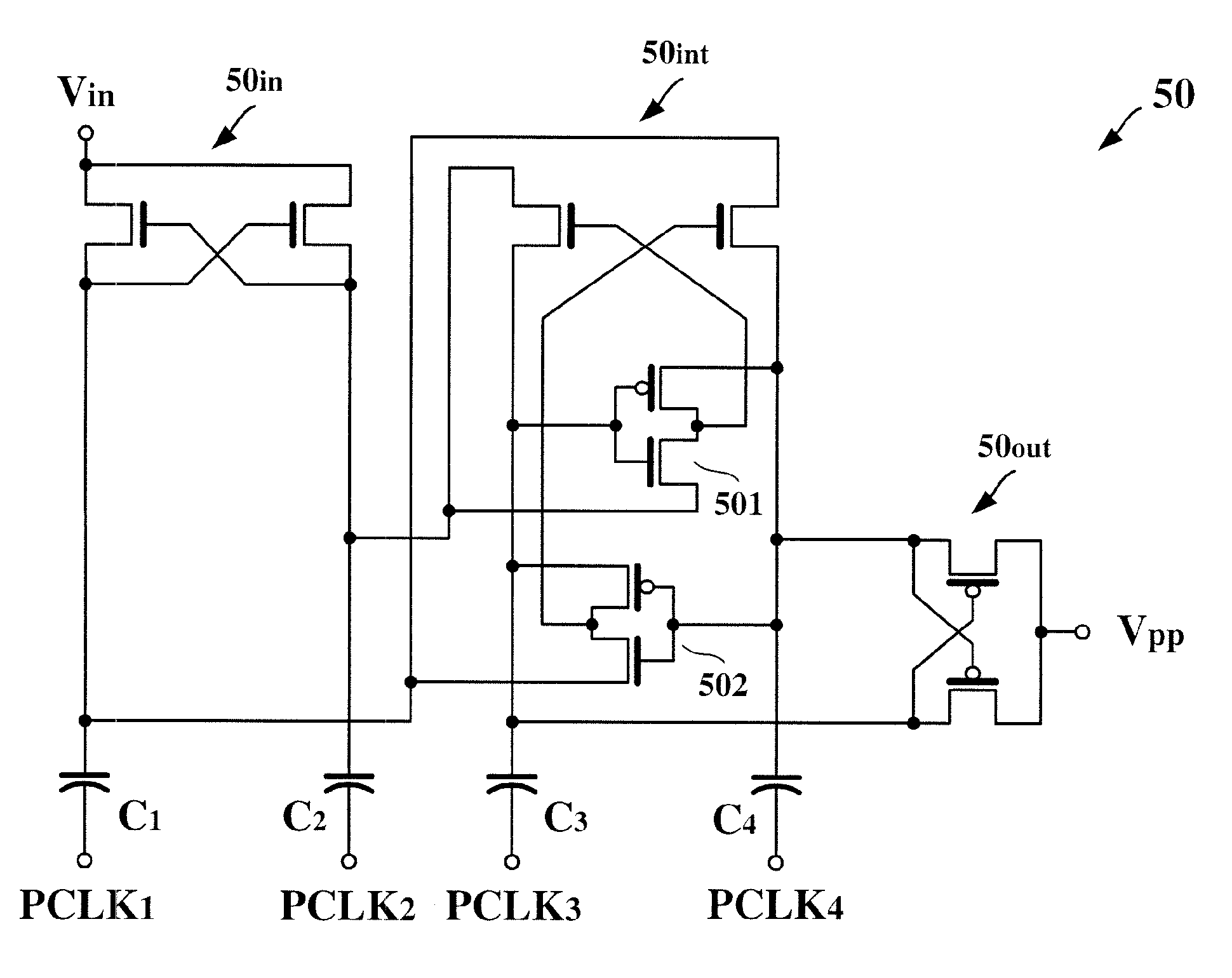 High efficiency charge pump with prevention from reverse current