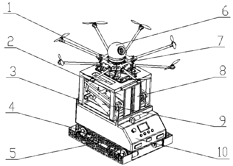 An unmanned aerial vehicle-mounted logistics system based on a two-dimensional code navigation type intelligent carrying robot