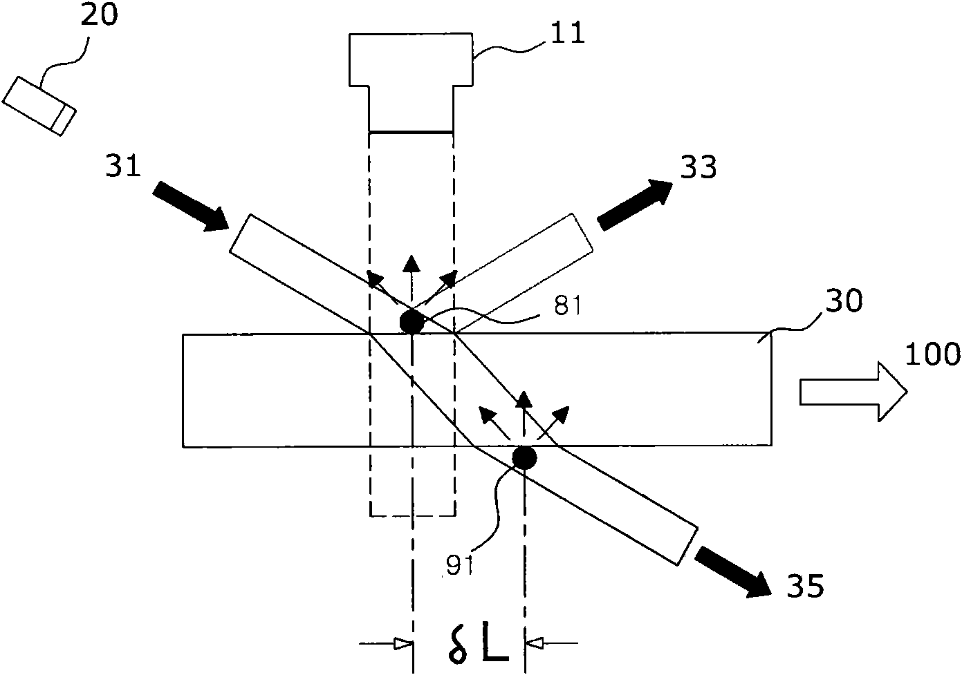 Apparatus for detecting particles on a flat glass