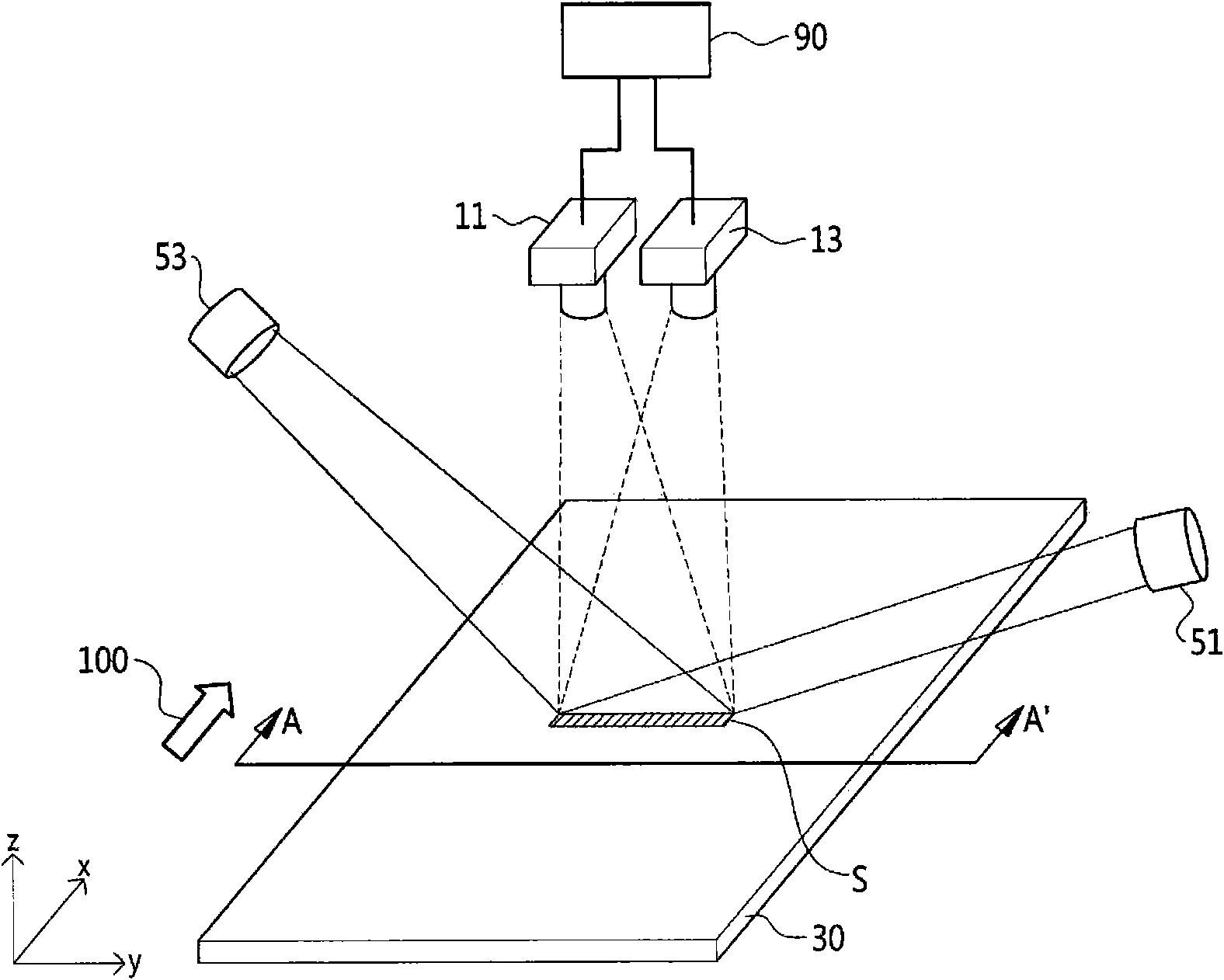 Apparatus for detecting particles on a flat glass