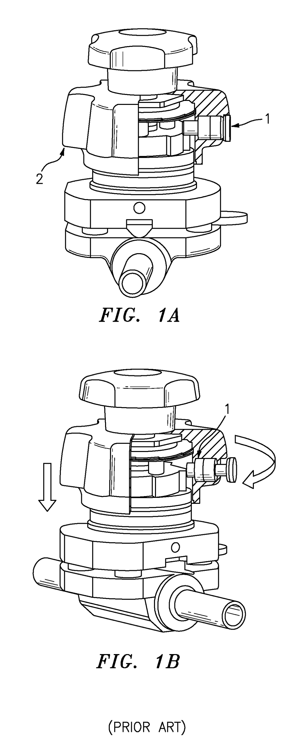 Final position locking feature of multi-turn rotational device having an axially translating wheel or a clocked lock passage gear